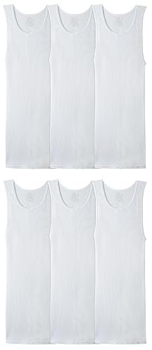 Fruit of the Loom Men's A-shirt Underwear, 6 Pack - White, M UK