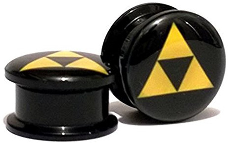 Legend Of Zelda Tri Force Black Ear Plug Stretch (Size 4mm-16mm)