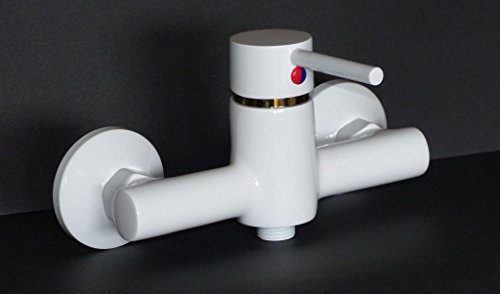 Einhebel Duscharmatur in Weiß/Gold. Modell: Laurana