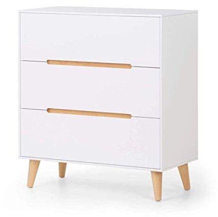 Julian Bowen Alicia Chest of Drawers, 3 Drawer, White - H92 x W80 x D42cm | Scandi Drawer Storage Organiser, 3 Drawers, Dresser for Bedroom, Living Room & Hallway