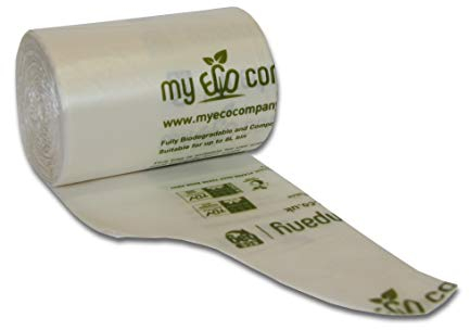 My Eco Company 7L / 8L X 50 Tie Top Compostable Kitchen Food Waste Bin Bags Caddy Liners (7 Litre / 8 Litre)