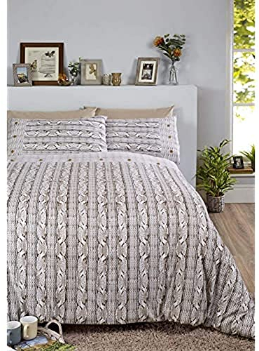 Rapport Biber Home Arran Bettwäsche-Set aus gebürsteter Baumwolle, Natur, Einzelbett