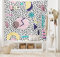 ABAKUHAUS 90er Jahre Wandteppich und Tagesdecke, Retro Geometrische Formen aus Weiches Mikrofaser Stoff Waschbar ohne Verblassen Digitaldruck, 230 x 140 cm, Weiß Pink
