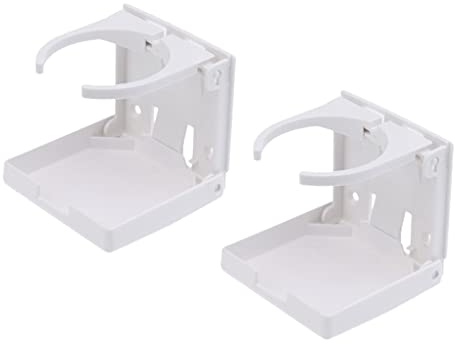 Shiwaki 2Pcs Adjustable Folding White Drink Holders - Boat/Marine/Caravan/Car/RV/Cup