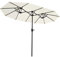 Sekey® 150 × 300 cm Aluminium Doppelsonnenschirm Marktschirm Gartenschirm Terrassenschirm Sonnenschutz UV50+ Creme