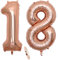 2 Luftballons Zahl 18,Nummer 18 Luftballon Rosegold Mädchen,40 Aufblasbar Helium Folienballon Roségold Ballons Figuren,Riesen Folie Ballon für Geburtstag Party Dekoration, Abschlussball