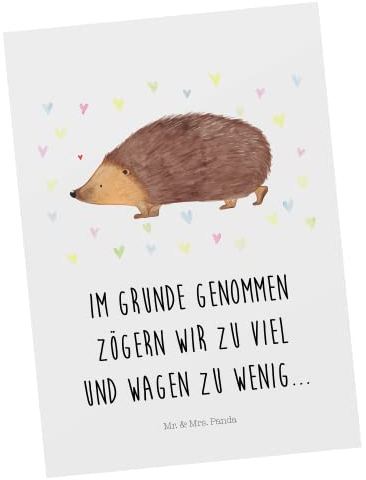 Mr. & Mrs. Panda Postkarte Igel Herzen - Geschenk, Ansichtskarten, Gute Laune, Tiere, lustige Sprüche, Tiermotive, Kuss, Vertrauen, Einladungskarte,