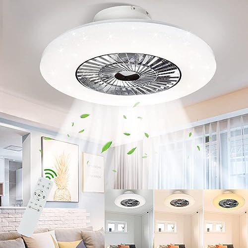 PADMA Deckenventilator mit Beleuchtung & Fernbedienung Leise Dimmbar mit Timer, Einstellbare Windgeschwindigkeit, 40W Deckenleuchte Modern, Farbwechsel 3000K~6500K für Wohnzimmer