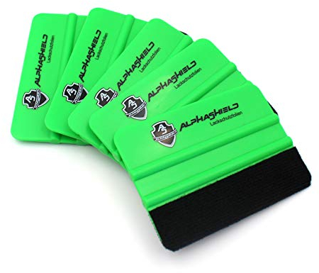 Rakel mit Filz Filzkante Folienrakel Filzrakel aus Kunststoff Profi Werkzeug Zubehör Folierung Folieren für Autofolie Möbelfolie Fensterfolie T043 (5er Set Rakel)