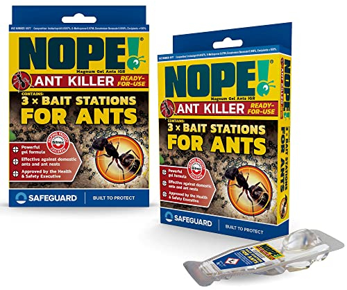NOPE! Ant Killer Bait Station (6 x 5g) Indoor & Outdoor. Eradicates Ants and their Colony & Nest