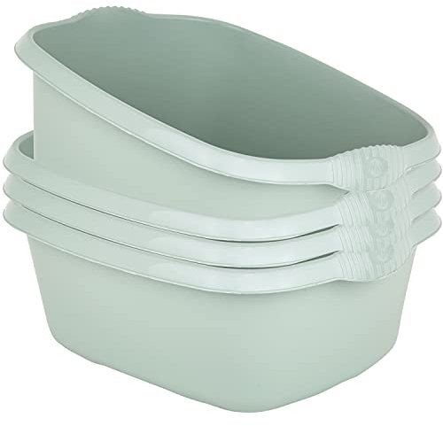 4x Schüssel Set grün - 12 Liter - 39x32 cm - rechteckig - Waschschüssel Set Spülschüssel Set Wasserschüssel Set - Lebensmittelecht - Kunststoff Spüle
