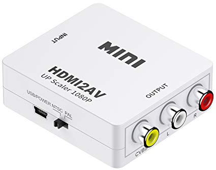 Eono HDMI auf AV Adapter, 1080P HDMI zu RCA Konverter 3RCA CVBS Composite Video Audio to AV Adapter mit USB Ladekabel Kompatibel mit PC TV DVD PAL PS3 NTSC VCR VHS (Weiß)