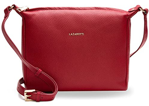 Lazarotti Bologna Leder Umhängetasche Damen | verstellbarer Schultergurt | große Crossbody Bag | Schultertasche 25 cm