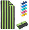 Fit-Flip Serviette de Plage Microfibre Grande - Fine et légère - à séchage Rapide – Drap de Piscine XXL - Serviettes Anti-Sable 100% recyclée – rayé Vert-Gris foncé – 160cm x 90cm