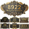 Placa de Dirección de Casa Personalizada 12 Números Fundidos para el Exterior Nombre de la Calle Placa de Dirección Vintage para Buzón Puerta Habitación Pared Clásica al Aire Libre Latón Antiguo