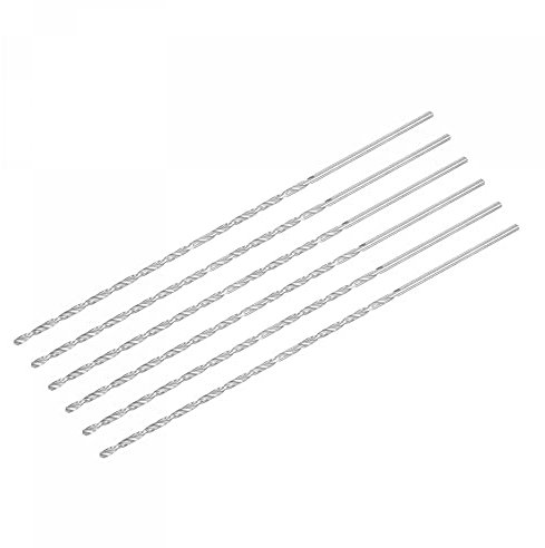 sourcing map HSS(High Speed Steel) Extra Long Twist Drill Bits, 3mm Drill Diameter 250mm Length for Hardened Metal Woodwork Plastic Aluminum Alloy 6 Pcs