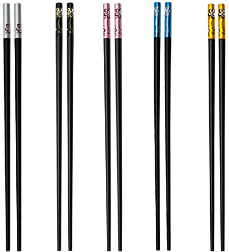 5 Paires Baguette Chinoise, 24cm Baguette Japonaise Baguettes en Fibre de Verre Réutilisables Passent Pointe texturée en Alliage pour Restaurant,Cusinier, Manger,Cadeau