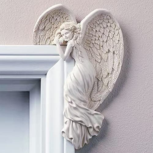 XGOPTS 1/2 Stück Türrahmen Dekoration Engel Flügel Fotorahmendeko Harz Engel Erlösung Türrahmen Ornament Einzigartig Vintage Eckedeko Kreative Wandskulptur Herzförmig Ornament Zuhause Weihnachten