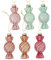 6 STK Glas Bonbons Christbaumschmuck Bonbon 9cm rosa grün orange rot Mint n503 Weihnachtskugeln Baumschmuck Sweets Süßigkeiten Anhänger Hänger Glasbonbons Deko Christbaumkugeln