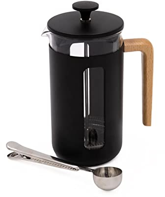 La Cafetière Pisa 8 Cup Black Cafetière and Coffee Measuring Spoon with Clip Set