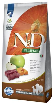 Farmina N&D Pumpkin Adult Medium Pellets Hundefutter (Trockenfutter, mit hochwertigen Vitaminen und natürliche Antioxidantien, ohne Mais, Zutaten: Wildbret, Portionsgröße: 12 kg)
