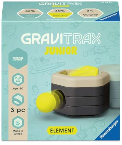 Ravensburger - Gravitrax Junior Expansion Trap | Marble Track with 3 Pieces | Kids Brain Teaser with Marbles | Games for Children 3 Years Male | Games for Children Compatible with All Gravitrax