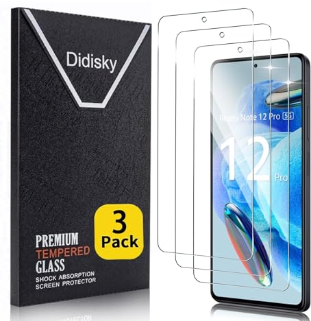 Didisky 3-Unidades Cristal Templado Protector de Pantalla para Xiaomi Redmi Note 12 Pro 5G,Note 12 Pro Plus + 5G (No para Note 12 Pro 4G), Sin Burbujas, Fácil de Limpiar, 9H, Fácil de Instalar