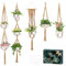 GROWNEER 5 Packs Macrame Plant Hanger with 5 Hooks, Different Tiers Handmade Cotton Rope Boho Hanging Planters Holder Set Flower Pots Stand for Indoor Outdoor Home Décor (Brown)