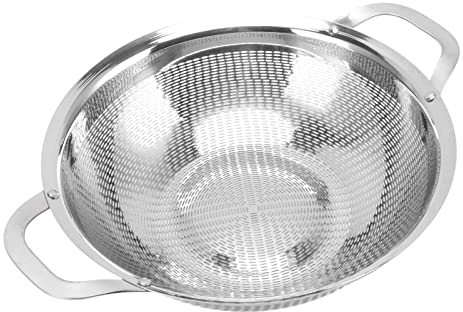 Colador de Acero Inoxidable, Cesta de Colador de Malla, Cesta de Drenaje de Frutas Y Verduras con Asas, Colador de Metal Y Colador, Cesta de Drenaje Redonda Multifunción para Restaurante de(16cm)