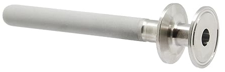 QiiMii Stainless Steel Double 1.5 Tri-Clamp Diffusion Stone, 2 Micron Aeration Stone, Carbonation Stone with 1.5 Tir Clamp CO2 inlet (6 Length, 1.5 Tri Clamp)
