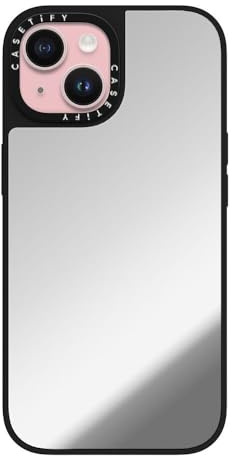 CASETiFY Mirror iPhone 15 Case [Reflective / 4.9ft Drop Protection/Compatible with Magsafe] - Silver on Black