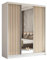 MargaretHadas24 Kleiderschrank Erika mit Lamellen und Spiegel inklusive 3 Schiebetüren Schwebetürenschrank Kleiderstange Garderobe 180 cm (weiß, weiß, Lamelle Artisan)