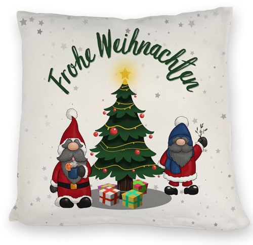 Weihnachtswichtel Kissen mit Spruch Frohe Weihnachten EIN bequemes DekoKissen für die Couch WeihnachtsKissen Weihnachten Eltern Sofa Weihnachtsmotiv Kissen bezug Weihnachtsbaum