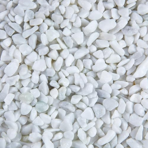Ausluru 5lb Rocks Polished Sand for Plants Garden, Decorative Pebbles Ideal for Fish Tank, Vases, Succulents, Crafting, Home Decor and Garden Landscaping, Snow White(0.16-0.24”)