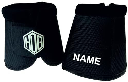 hdg Hufglocken Pferd mit Name personalisiert 2er Set Pferde Gamaschen No Turns mit Klettverschluss schwarz M l Springglocken schützen Kronrand und Ballen vor Verletzungen l individualisiert