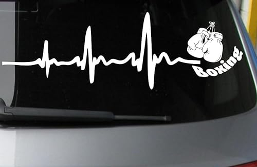 Rakelfix Herzschlag Boxing Typ 2 Hobby Aufkleber, ca.20 cm breite Hobbys Auto Autoaufkleber Sticker Heckscheibe Lack Vinyl Sport Sportaufkleber Auto-Aufkleber von ® Aufkleber mit Verklebehi