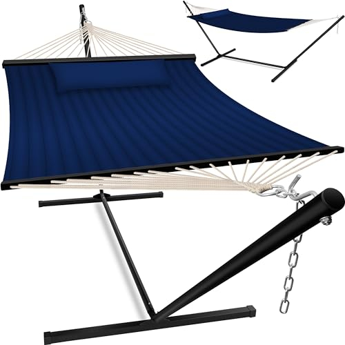 KESSER® Hängematte Hill mit Gestell Kissen Doppelhängematte für 2 Personen-Stabiler Rahmen 200kg Belastbarkeit Indoor & Outdoor XXL Hängesessel Doppel Mehrpersonen Garten Pool Balkon Terrasse,Navyblau