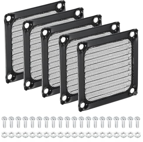 PATIKIL 60mm Computer Fan Filter Grill with Screws, 5 Pack Aluminum Frame with Stainless Steel Mesh Dustproof Case Cover for Computer, Ventilator, Black