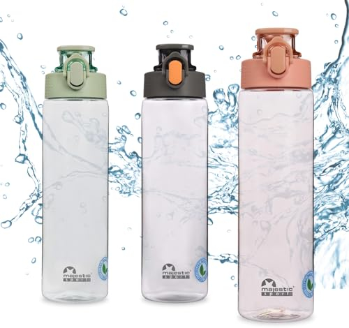 Majestic Sport Okosei Clear Trinkflasche 750ml, Wasserflasche BPA-Frei, Tritan, gym flasche, Sportflasche für Fahrrad, Outdoor, Fitness, Leicht, Stoßfest, Wiederverwendbar, Rosa.