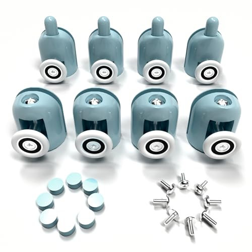 LOUIKAY 8 Pcs Roulette Porte Coulissante Douche, Galet Roue pour Porte de Douche Salle de Bain (4 en Haut et 4 en Bas) (25mm)