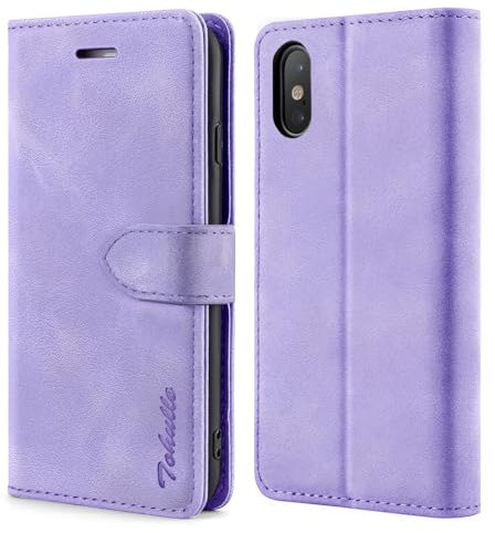 TOHULLE Case for iPhone XS Max, Premium PU Leather Wallet Case with Card Holder Kickstand Magnetic Closure Shockproof Flip Folio Case Cover Compatible with iPhone XS Max (6.5 Inch) - Purple