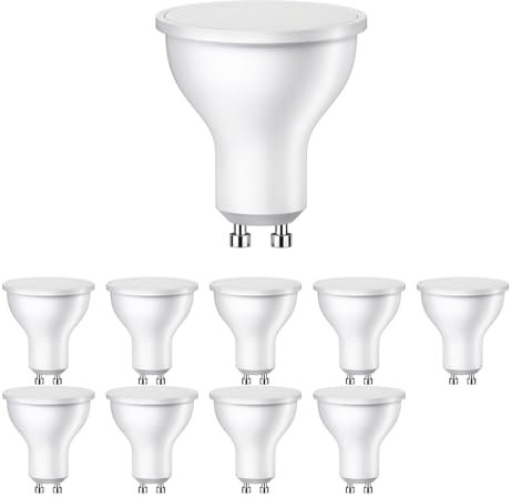 ledscom.de 10 Stück GU10 LED Leuchtmittel, PAR16, warmweiß (2800 K), 0,5 W, 49lm, 100°, matt