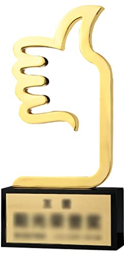OUSIKA Auszeichnungstrophäen, Trophäenbecher, Partygeschenke, goldene Daumen hoch, kreative Trophäe, gravierbarer Auszeichnungsbecher mit Kristallsockel, hohles TV-Schrank-Ornament, for hervorragende