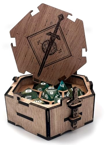 Printable Adventure Dice Box Holzbox für Würfel Dungeons and Dragons RPG-Würfelset Storage Tray Polyhedral Dices Bag Tragbarer Würfelset Behälter (Elf)