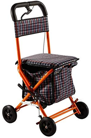 Roll- und Klappwagen für Erwachsene mit 4 Rädern und gepolstertem Sitz, Gehgestell, Einkaufskorb, gepolsterter Sitz, Trolley, Hilfsmittel für Behinderte, Dekoration