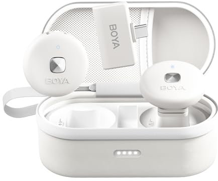 BOYA Omic-D-W Micrófono Lavalier inalámbrico para iPhone, cancelación de ruido, duración de la batería de 5 horas, transmisión de 164 pies, micrófono inalámbrico Lightning para grabación de video,