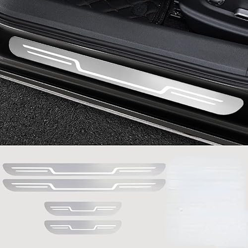 4 Pièces Bande de Seuil de Porte en Acier Inoxydable Automobile pour Renault Megane III Coupe 2014-2016, Protection Seuil de Porte Voiture(Silver)