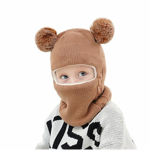 AYPOW Cappello Passamontagna Invernale Caldo per Bambini da 1 a 6 Anni, Set Cappello Sciarpa Maglia Termica Antivento Multifunzione per Bambine Bambini Neonati, Cappuccio Berretti con Fodera in Pile