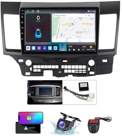 ZZPHKK Android 13 Autoradio für Mitsubishi Lancer 10 CY 2007-2012 mit 9 Zoll Auto Stereo Radio mit 4G WiFi Carplay Android Auto Bluetooth 5.0 GPS FM/RDS Radio SWC Rückfahrkamera DVR(B,NF-7)