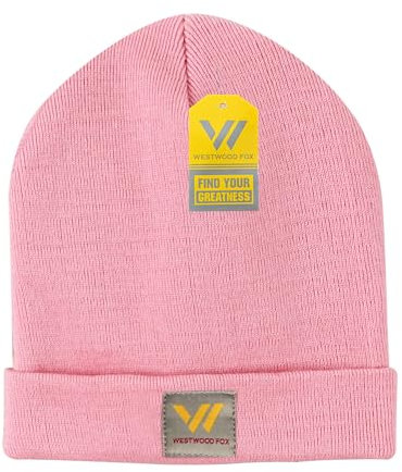 WESTWOOD FOX Beanie-Mütze für Herren und Damen, dehnbar, weich, Wollmütze, dickes warmes Futter, Laufmütze, Thermo-Mütze, warme und gemütliche Totenkopfmütze, rose, Einheitsgröße